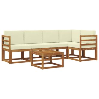 vidaXL Conjunto De Sof&aacute;s De Exterior Con Coj&iacute;n 6 Pcs Natural Y Crema Vidaxl