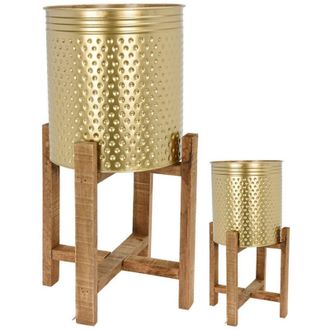 OEM Maceteros Dorado Pies Madera
