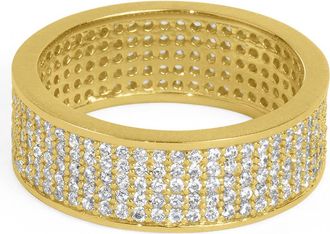 Dean Davidson Petit Pav&eacute; Thick Stacking Ring in White Topaz/Gold at Nordstrom, Size 7