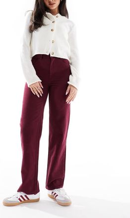 Miss Selfridge Jeans dritti color bordeaux-Rosso