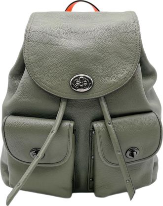 Coach Khaki Orange Leather Backpack (Pre-Owned)