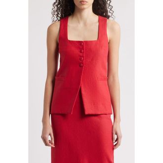 Faithfull The Brand Jacket Linen Vest in Red at Nordstrom Rack, Size Medium
