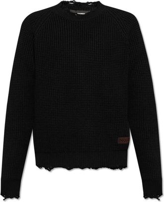 Dsquared2 Wollen Trui - Heren - Ronde hals truien - Zwart - 3XL - Wol - Truien & Vesten
