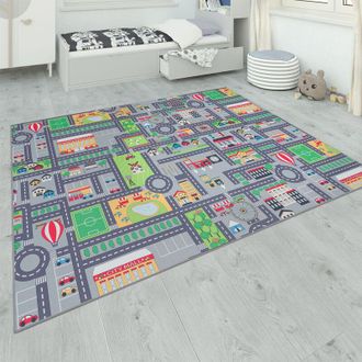 Paco Home Paco Home Alfombra Habitación Infantil Gris Juegos Diseño Calles Niñas Niños 200x290 cm, Gris 3