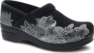 Dansko Womens Professional Metallic Floral Print Clog In Black