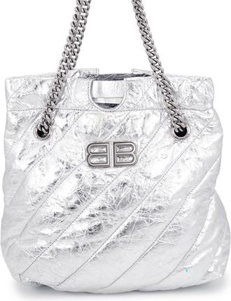 Balenciaga Silver Leather Handbag Shoulder Bag Tote Bag (Pre-Owned)