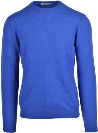 Wool & Co Pullover Girocollo - Heren - Cashmere truien - Blauw - M - Wol - Truien & Vesten