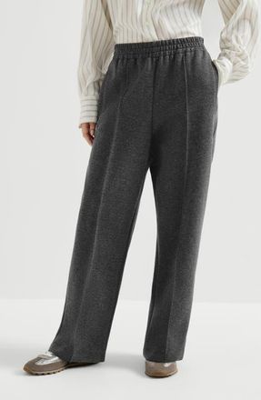 Brunello Cucinelli Techno cotton and cashmere interlock track trousers in Anthracite at Nordstrom, Size Xxx-Large