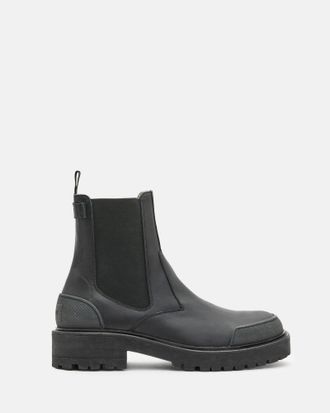 AllSaints Cow Leather Matrix Leather Work Chelsea Boots, Size: UK 12/US 13/EU 46