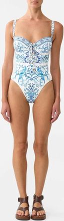 Camilla Lace-Up Balconette Underwire One Piece In Isnik Lullaby