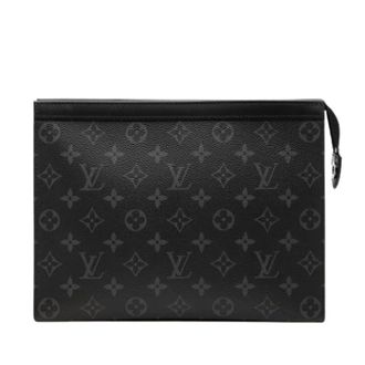Louis Vuitton Vintage, unisex, Zwart, ONE Size, Leer, Pre-owned Monogram Eclipse Clutch