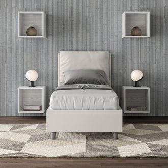 Les Tendances Les Tendances - Letto singolo contenitore imbottito 80x200 similpelle bianco Antea