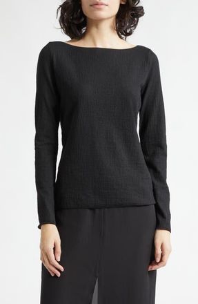 Emporio Armani Boat Neck Top in Solid Black at Nordstrom, Size Xx-Large