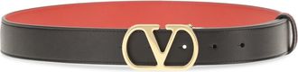 Valentino Garavani Womens Reversible Vlogo Signature Belt Nero-Rouge Pur Calf Leather Bos Taurus E Braces Nero/rouge