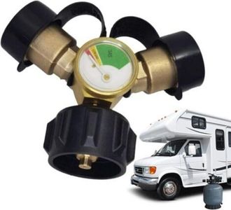OEM Diviseur De Propane - Laiton Massif - Manom&egrave;tre Int&eacute;gr&eacute; Et Arr&ecirc;t D Urgence - Pour Cuisini&egrave;re Barbecue Br&ucirc;leur Chauffage - 1 Pi&egrave;ce