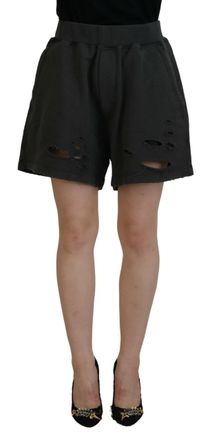 Dsquared2 Dsquared&sup2; Cotton Mid Waist Tattered Tapered Womens Shorts (Pre-Owned)