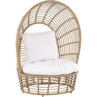 Beliani Beliani - Sedia Coperta in Rattan Sintetico Beige Cuscini Bianchi Stile Boho Lido