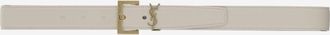 Saint Laurent Womens Leather Belt Glossy White Calfskin
