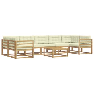 vidaXL Conjunto De Sof&aacute;s De Exterior Con Coj&iacute;n 6 Pcs Blanco Y Crema Vidaxl