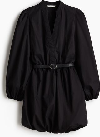 H&M Kleid mit Ballonjupe und G&uuml;rtel - Schwarz