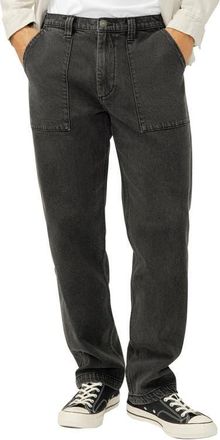 Silver Jeans Co Straight Leg Utility Jeans in Washed Black at Nordstrom, Size 42 X 32