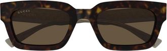 Gucci Vierkante zonnebril - Heren - Zonnebrillen - Bruin - 53 MM - Accessoires