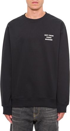 Dr&ocirc;le de Monsieur Heavyweight Cotton Jersey Crewneck Sweatshirt with Signature Slogan
