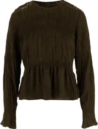 By Malene Birger Brown Textured Round Neck Top