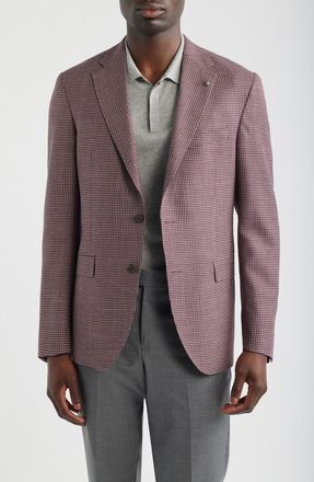 Jack Victor McAllen Micro Houndstooth Wool & Silk Blend Sport Coat in Berry at Nordstrom, Size 38 Regular