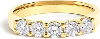 House of Brilliance 14K Gold 3/4 Cttw Diamond 5 Stone Band Ring