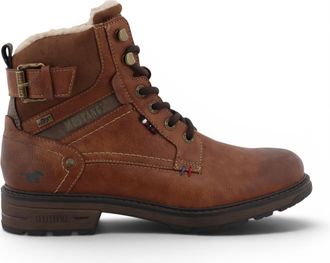 Mustang Jeans Mustang heren bruine nepleren winterschoenen met veter - M0021001