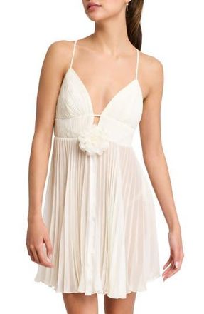 Rya Collection Shirin Rosette Pleated Chiffon Chemise in Ivory at Nordstrom Rack, Size X-Large