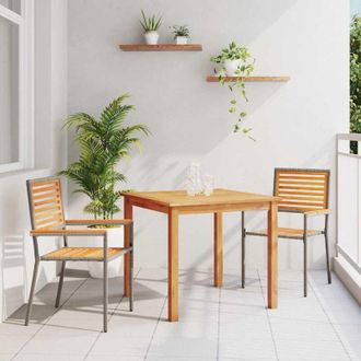 vidaXL Conjunto De Comedor De Jard&iacute;n 3 Pcs Gris Polirat&aacute;n Vidaxl
