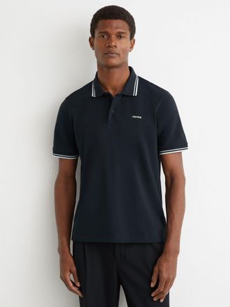 Reiss Navy Cotton-piqu&eacute; Logo Polo Shirt, 2XL