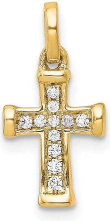 Diamond2Deal 10K Gold Small 1/20ct. Diamond Latin Cross Pendant