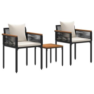 vidaXL Juego De Muebles De Exterior Negro Y Crema Rat&aacute;n Sint&eacute;tico Vidaxl