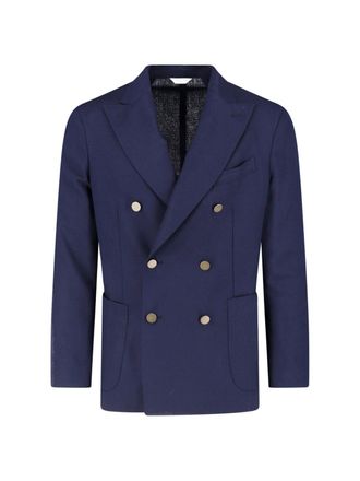 Boglioli Navy Virgin Wool Double-Breasted Blazer