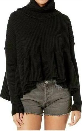 Free People Layer Cake Trapeze Turtleneck Oversize Sweater In Black