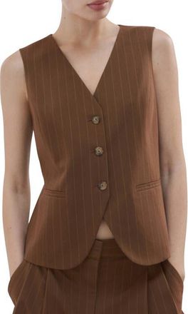 Mango Pinstripe Vest in Caramel at Nordstrom, Size X-Small