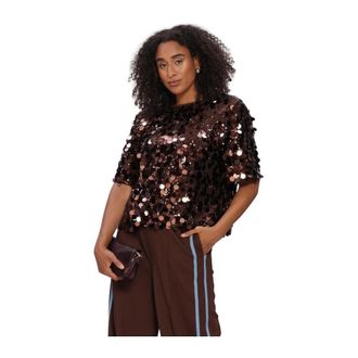 Pom Amsterdam Dames, Blouses & Shirts, Bruin, Maat: L