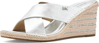 Michael Kors Kenzie Wedge Sandals Womens Wedge Shoes Silver : 7.5 M, Leather