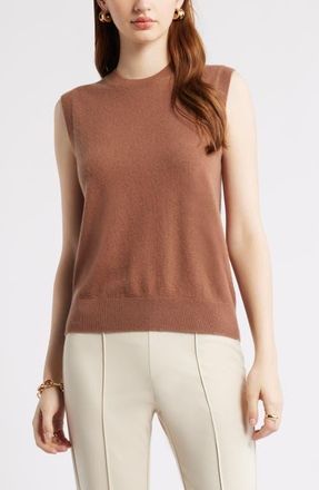 Nordstrom Sleeveless Cashmere Sweater in Brown Clove at Nordstrom, Size Xx-Large