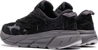Hoka One One Mens Clifton L Sneaker Black Suede Nubuck Rubber