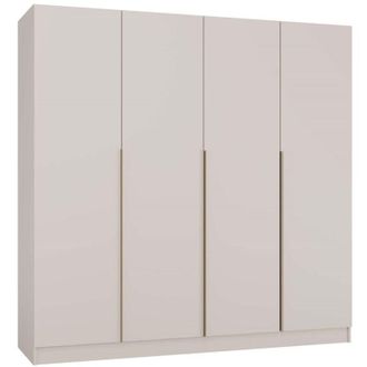 Topeshop SENSO - Armario beige cachemire - 4 puertas - 200×200 cm - Tiradores dorados - Dormitorio