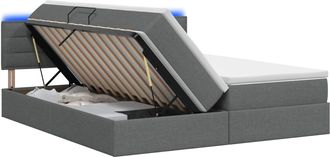 vidaXL Cama De Almacenamiento Led Con Colch&oacute;n Gris Oscuro 200 X 200 Cm Vidaxl