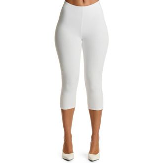 Naked Wardrobe Smooth Sculpt Crop Leggings in White at Nordstrom, Size Large