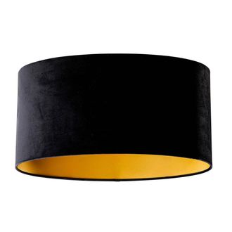 QAZQA Algod&oacute;n Pantalla De L&aacute;mpara De Terciopelo Negra Ovalada 50/33/25, Ovalada Apto Para L&aacute;mpara Colgante Y De Pie - Qazqa
