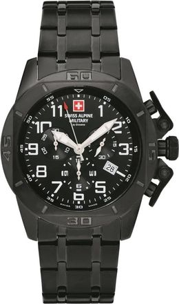 Swiss Alpine Military Heren chronograaf horloge 45mm 10Atm 7063.9177 - unisex - Horloges - Zwart - ONE Size - Accessoires