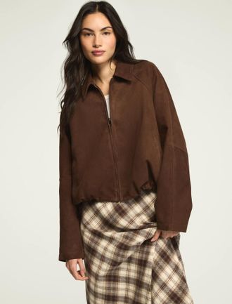 Lucky Brand Womens Suede Bubble Jacket