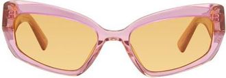 Kurt Geiger 55mm Rectangular Sunglasses in Pink Yellow/Yellow at Nordstrom